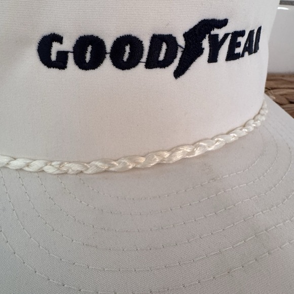 Vintage GOODYEAR White Rope Brim Snap Back Cap SWINGSTER Made In USA BRAND NEW - Picture 4 of 9